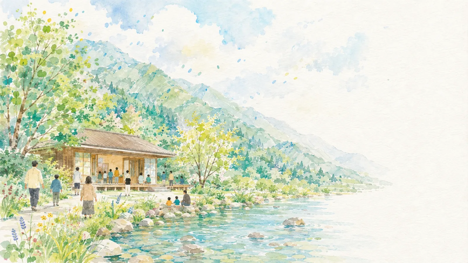 高知の山と川、木造の小さな学び舎。人がゆるやかに集う気配。